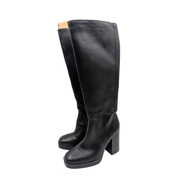 Aldo Equine Knee High Riding Boots Side Zip Women's Black Size US7.5 EU38 - Picture 1 of 11